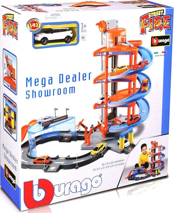 Bburago Street Fire Mega Dealer Showroom Toy Playset 1:43 Scale