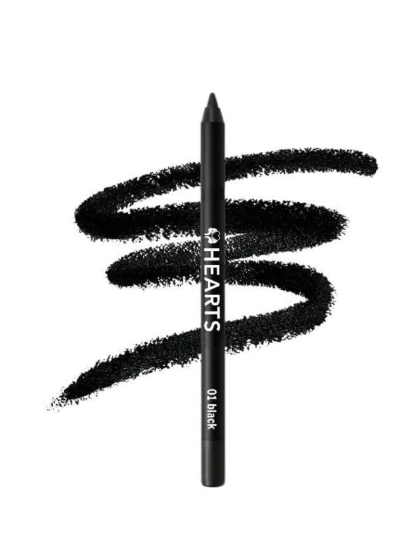 Hearts Waterproof Eyeliner Pencil Matte Black 01 Twist-Up with Built-In Sharpener
