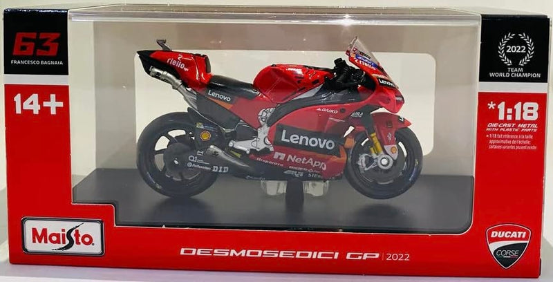 Maisto MotoGP Ducati Desmosedici GP Lenovo Team 2022 Diecast Bike Model 1:18
