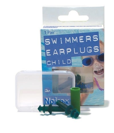 Noise-X Child Swimming Earplugs Flexible Ridged Green