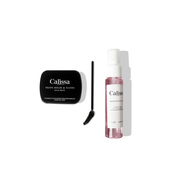 Carissa All-In-One Brow Kit Brow Soap Setting Solution Dual-Ended Brush 3 Pieces