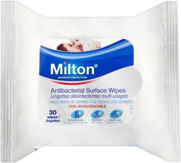 Milton Antibacterial Surface Wipes Ethanol Formula Fragrance Free 30 Wipes