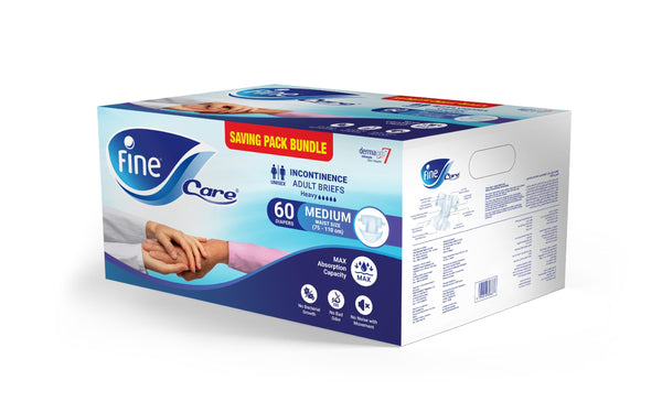 Fine Care Adult Diapers Medium Size Promo Pack, 66/60 Pieces, DermaPro7 Technology