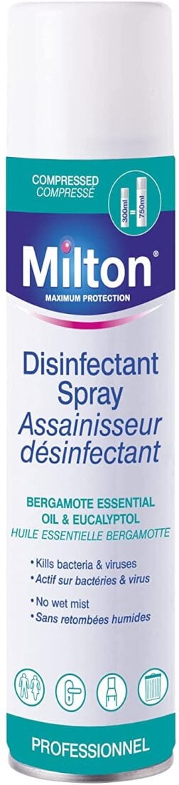Milton Compressed Disinfectant Spray Air and Surface Fresh Eucalyptus Lime Bergamot 300ml