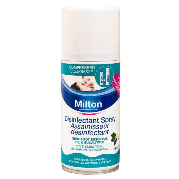 Milton Compressed Disinfectant Spray Surface and Air Fresh Eucalyptus Lime Bergamot 150ml