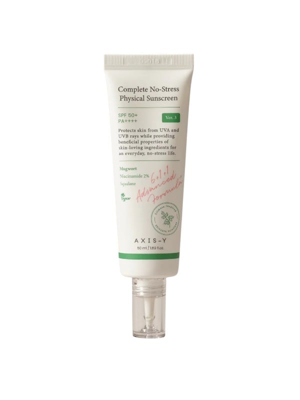 AXIS-Y Complete No Stress Physical Sunscreen SPF 50+ Mineral Mugwort Niacinamide 50 ml