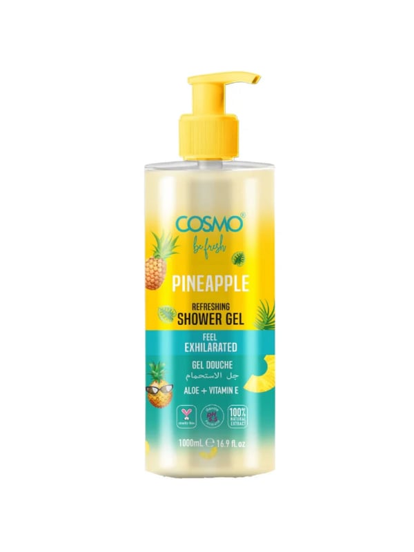 COSMO Pineapple Shower Gel Aloe Vera Vitamin E Fruity Scent 1000ml