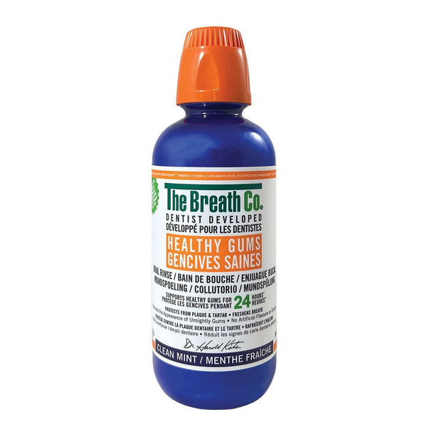 The Breath Co Clean Mint Oral Rinse Fluoride Essential Oils Navy Blue 500ml