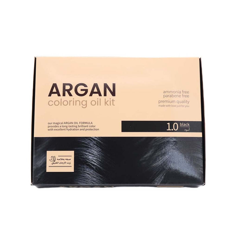 Argan Coloring Oil Kit Hair Dye, Black 1.0, Ammonia- and Paraben-Free