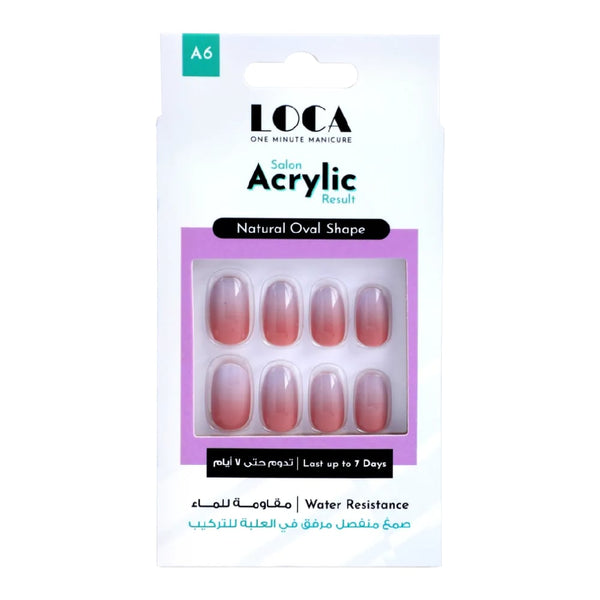 Luca A6 Acrylic Artificial Nails Oval Shape Ombre Color