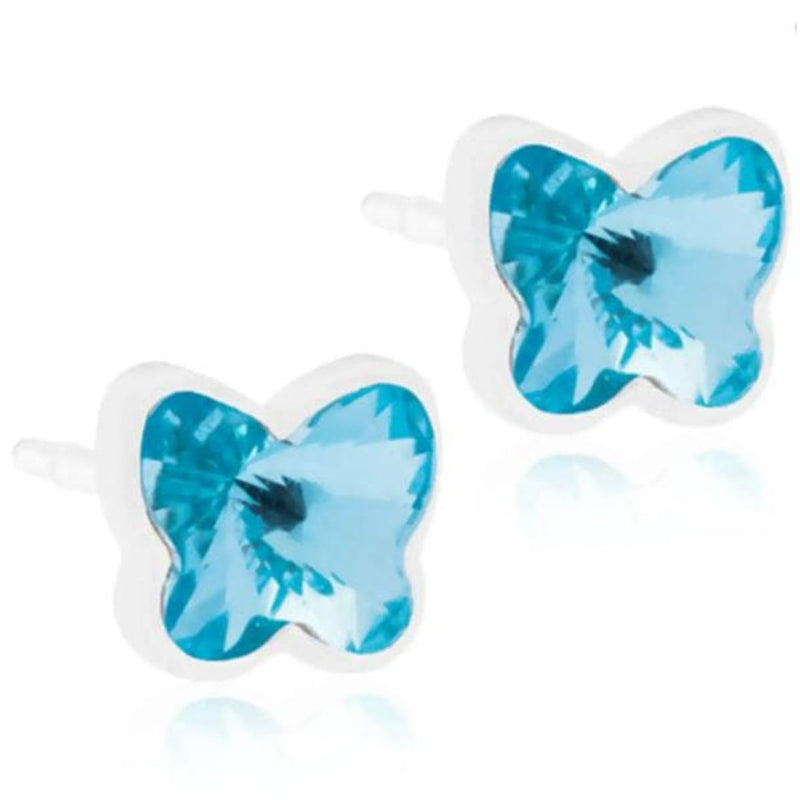 Blomdahl Butterfly L Blue Earrings, Hypoallergenic 5mm
