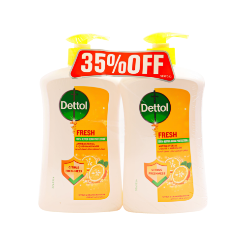 Dettol Fresh Lemon & Orange Blossom Liquid Hand Wash 400ml, Pack of 2