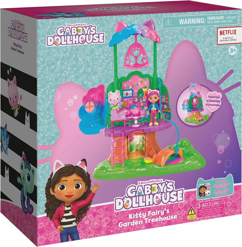 Gabby's Dollhouse Garden Treehouse Playset with Lights, Figures, Zipline and Accessories