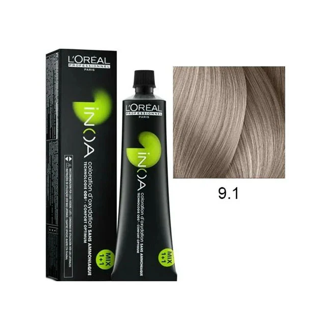 L'Oreal Professionnel Inoa Hair Color Cream Ammonia-Free Oil-Based 9.1 Very Light Ash Blonde