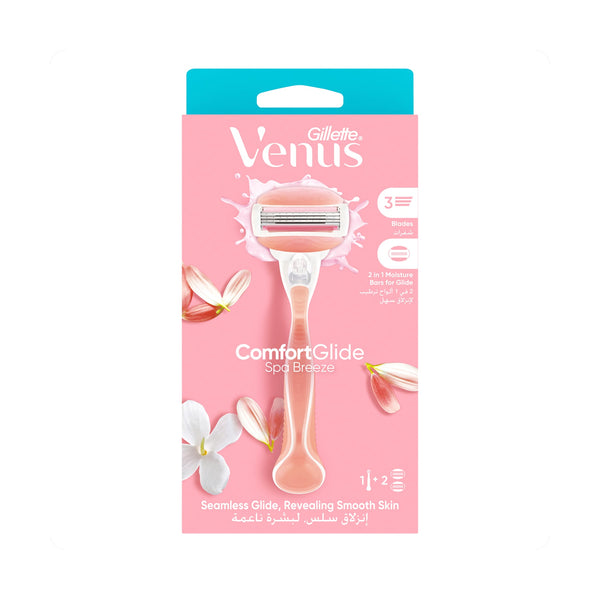 Gillette Venus Comfortglide Spa Breeze Razor with White Tea, 2 Extra Refills
