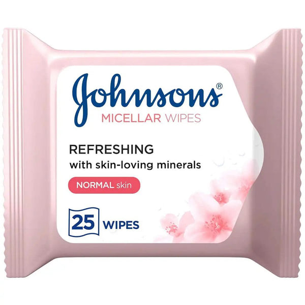 Johnson's Fresh Hydration Micellar Cleansing Wipes with Rose Water, Normal Skin, 25 Wipes