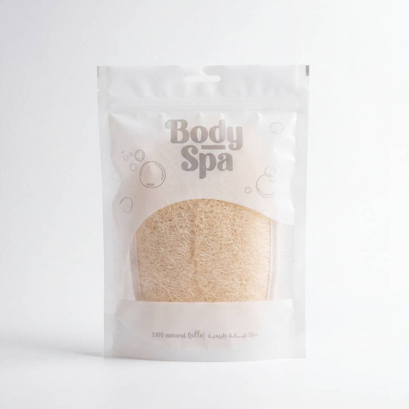 Body Spa Natural Egyptian Loofah Round Body Scrub with Soft Cotton Side, 1 Piece