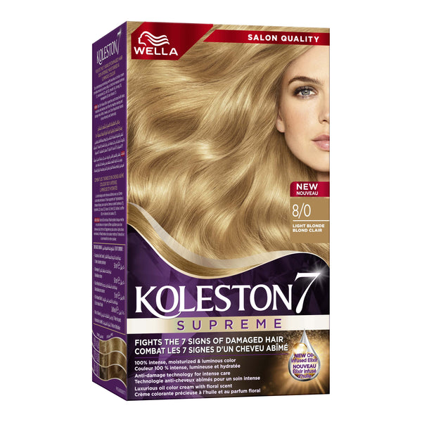 Wella Koleston Color Intense Cream Hair Color Kit Light Blonde 8/0