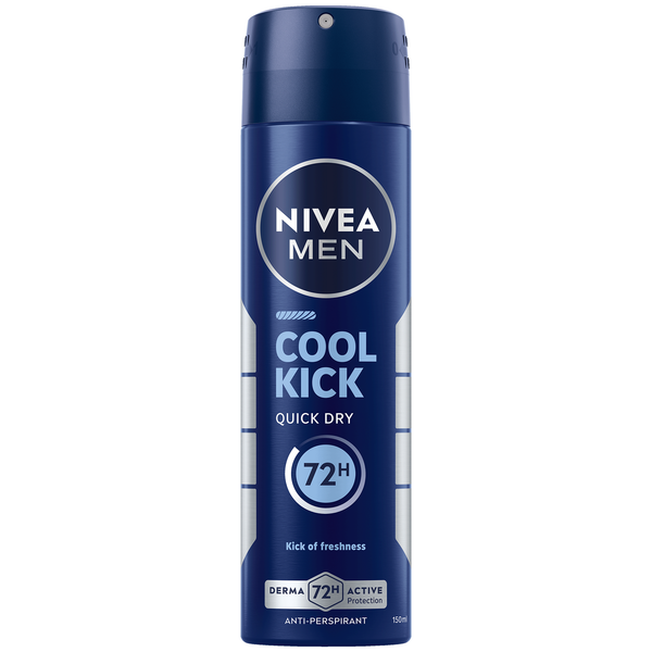 NIVEA MEN Cool Kick Deodorant Spray, Cool-Care Formula, Fresh Scent, 150ml