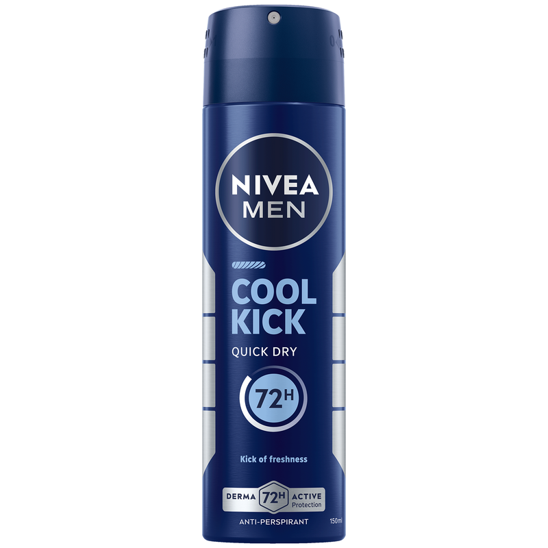 NIVEA MEN Cool Kick Deodorant Spray, Cool-Care Formula, Fresh Scent, 150ml