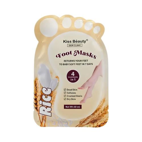 Kiss Beauty Rice Extract Foot Peeling Mask, Exfoliating Sock Treatment