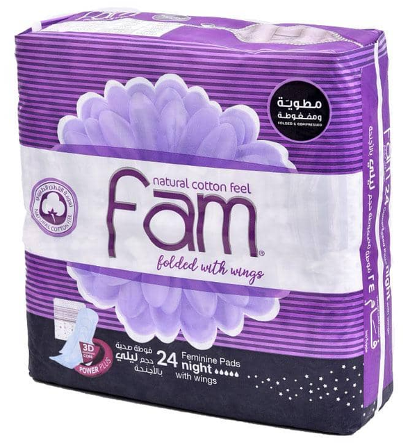 Fam Feminine Pads Night With Wings Leak Protection