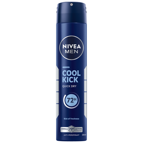 NIVEA MEN Cool Kick Deodorant Spray, Cool-Care Formula, Fresh Scent, 200ml