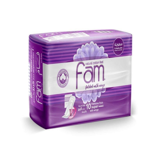 FAM Wings Super Folded Maxi Sanitary Pads, Overnight Extra Absorbent, 10 Pads