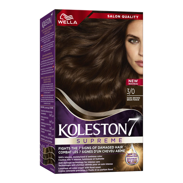 Wella Koleston Supreme Hair Color Cream Kit Dark Brown 3/0