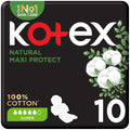 KOTEX Maxi Large Sanitary Pads with Wings, 10 Pack