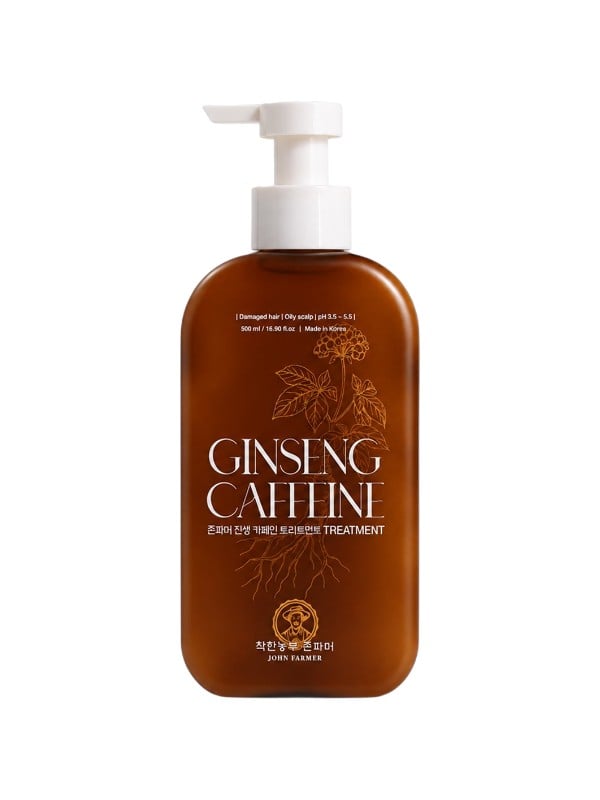 John Farmer Ginseng Caffeine Hair Treatment with Hydrolyzed Proteins, Damaged & Thin Hair, 500 ml