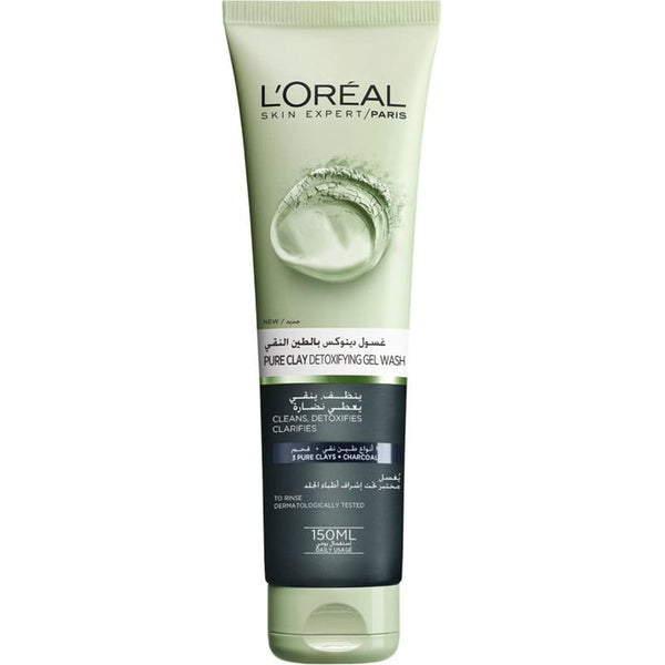 L'Oreal Paris Pure Clay Black Face Cleanser Gel with Charcoal and 3 Pure Clays, 150 ml