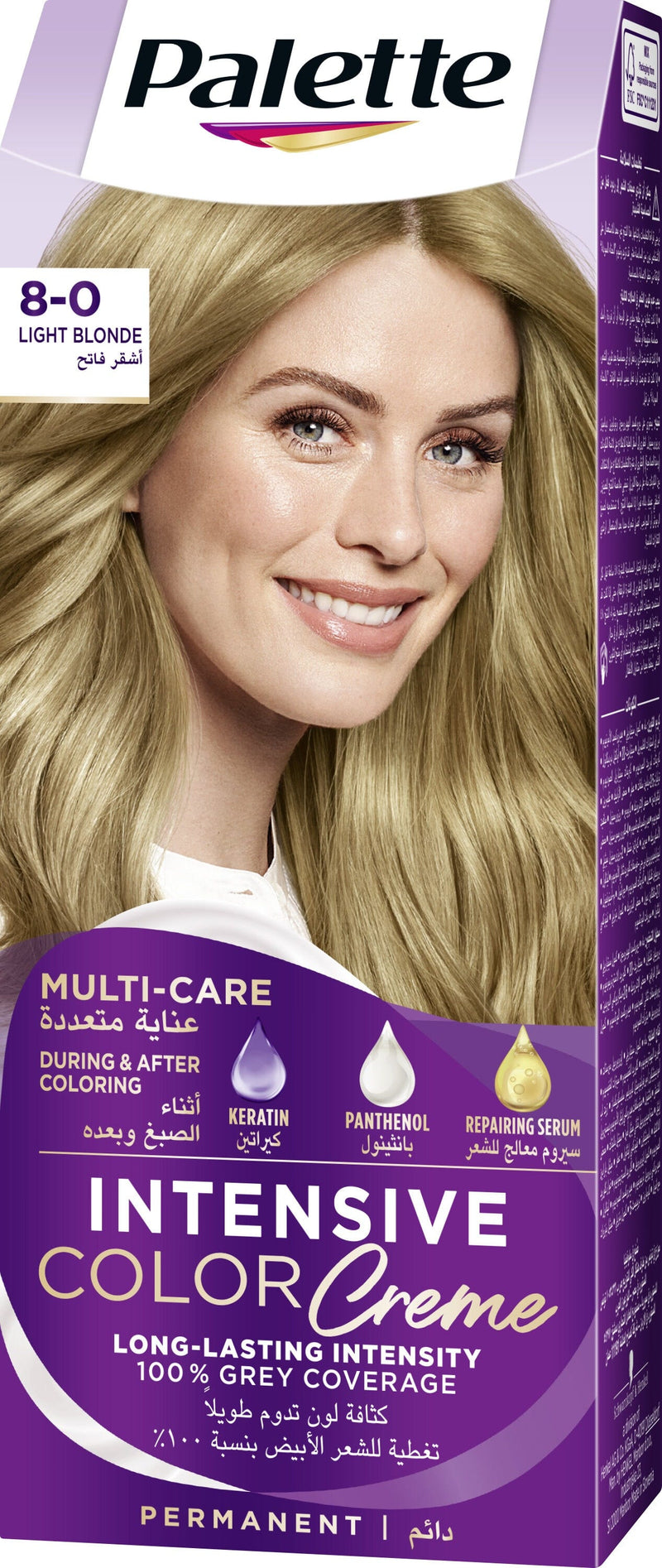 Schwarzkopf Palette Intensive Color Creme Cream Hair Color Keratin Panthenol Light Blonde 8-0