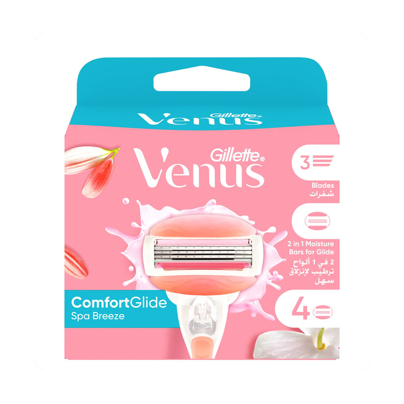 Gillette Venus Spa Breeze Razor Blade Refills 3-Blade White Tea 4 Pieces