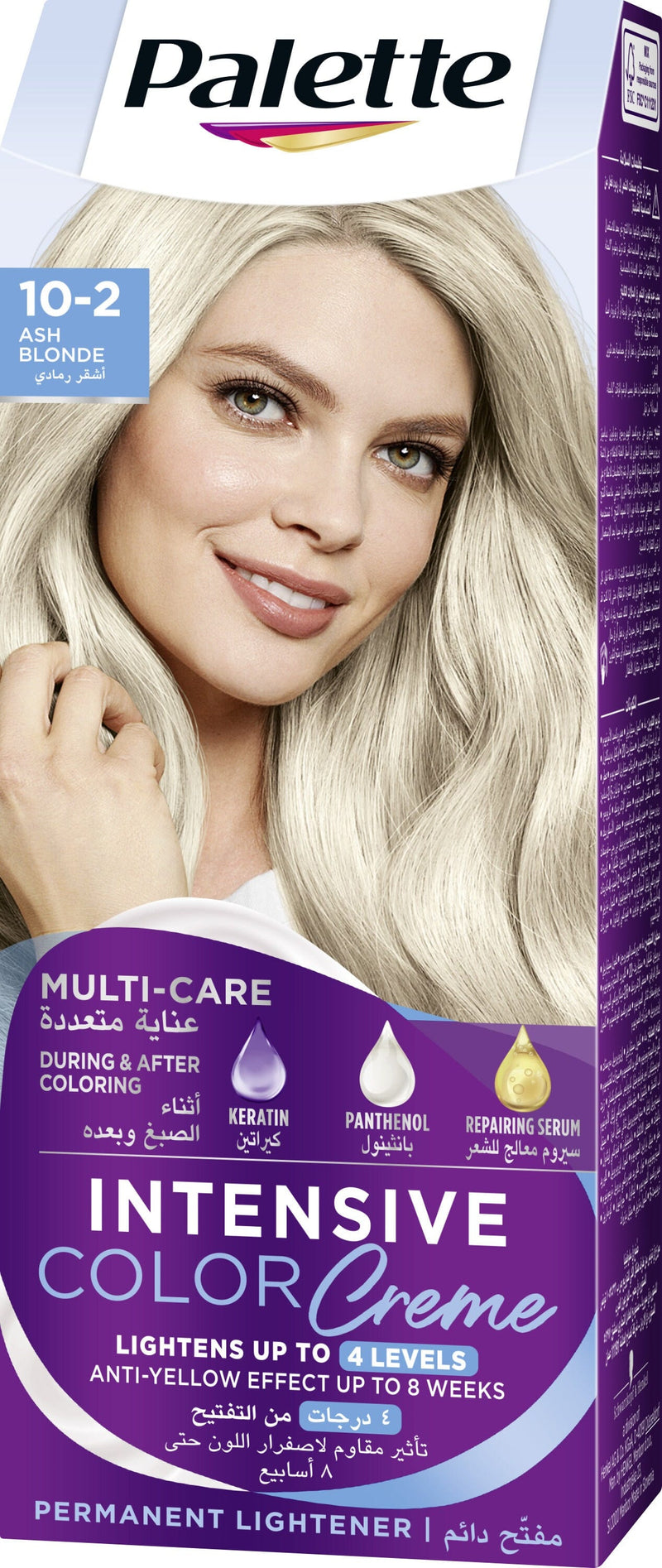 Palette Intensive Color Creme Hair Dye 10-2 Ash Blonde with Care Mask