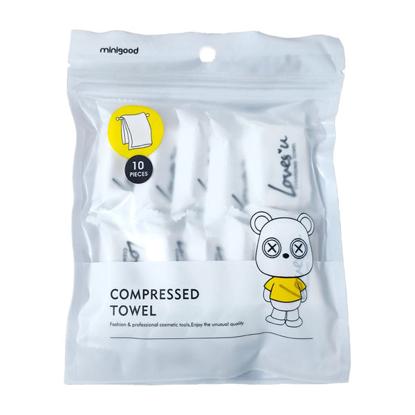 MiniGood Compressed Cotton Towels Soft Absorbent 10 Pieces with Carrying Case