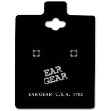 Ear Gear Silver 702 Earrings Black Zirconia Stone