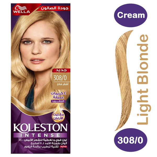 Wella Koleston Hair Color Cream Kit Permanent Light Blonde 308/0 with Developer