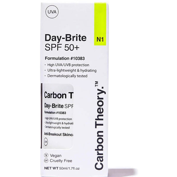 Carbon Theory Day-Brite SPF 50+ Sunscreen Cream Broad-Spectrum UVA/UVB 50ml