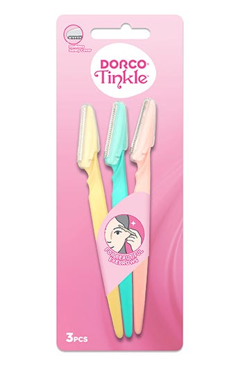 Dorco Tinkle3 Disposable Eyebrow Razors Stainless Steel Blades 3 Pieces