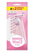 Dorco Shai2 Soft Disposable Razors for Women Double Blade Moisture Strip 7 Pieces