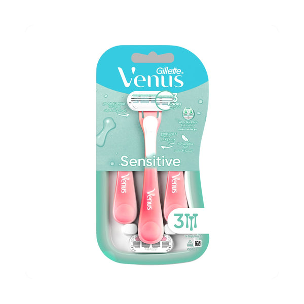 Gillette Venus Sensitive Disposable Razors 3-Blade Pivoting Head Tropical Scent 2+1 Pack