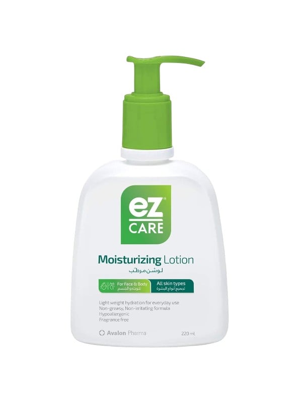 Ez Care Moisturizing Lotion Lightweight Glycerin Panthenol Formula All Skin Types 220ml