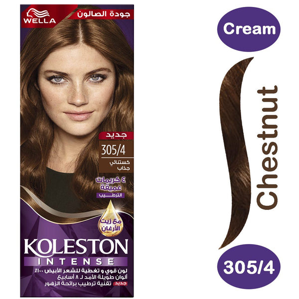 Koleston Hair Color Creme Chestnut Brown 305/4 with Developer and Oil Replacement Treatment