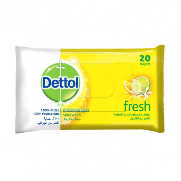 Dettol Fresh Skin Wipes Alcohol-Free Fresh Scent 20 Pieces