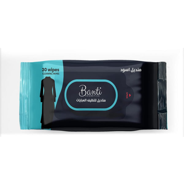 Banti Abaya Fabric Cleaning Wipes Gentle Stain Removal Black 30 Pieces