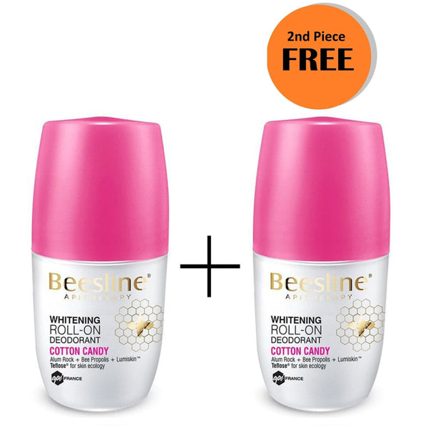 Beesline Roll-On Deo Cotton Candy Brightening Formula with Alum Rock and Bee Propolis, 50 ml, 1+1 Pack