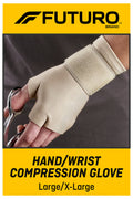 FUTURO Hand/Wrist Compression Glove, Soft Breathable Adjustable Wrap, 360-Degree Support, Beige, Large/X-Large