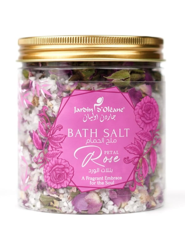 Garden Olian | Garden Olean Rose Petal Bath Salts with Natural Rose Petals, 500ml