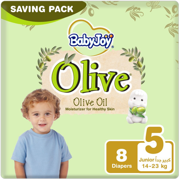 Baby Joy Olive Junior Diapers Size 5, Olive Oil, 8 Pack